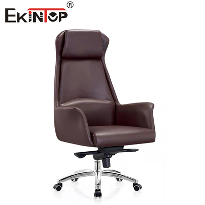 Chaise de bureau en cuir à dos élevé avec hauteur réglable et fonction de pivotement