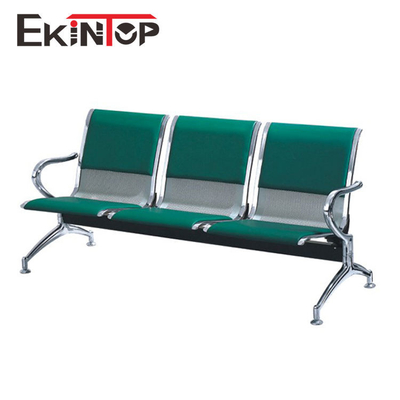 Chaises vertes de refuge d'aéroport, chaise de Seater de l'acier 3 avec le cuir synthétique