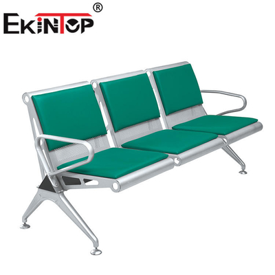 Chaises vertes de refuge d'aéroport, chaise de Seater de l'acier 3 avec le cuir synthétique