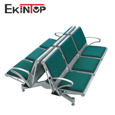 Chaises vertes de refuge d'aéroport, chaise de Seater de l'acier 3 avec le cuir synthétique