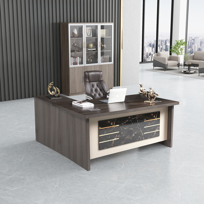 Tableau de bureau en bois massif en forme de L