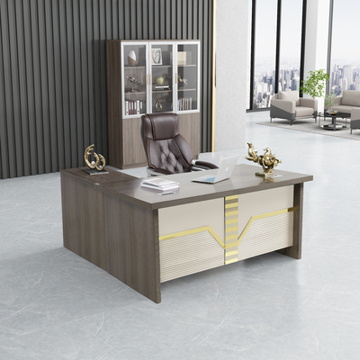 Tableau de travail exécutif moderne en bois de luxe extensible pour l'ODM de bureau de patron