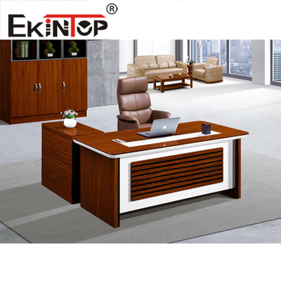 Bureau de direction supérieur en placage de bois et chaise ensemble de bureau en bois avec classeur