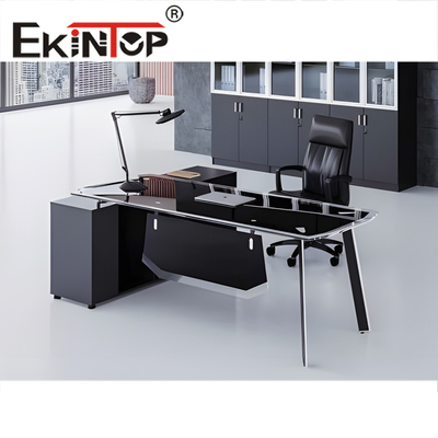 Table en verre trempé de bureau moderne Grand bureau en verre rectangulaire SGS