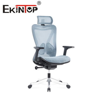 Chaise de bureau ergonomique à dossier haut et pivotant en maille avec accoudoir