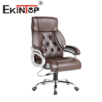 Fauteuil de direction en cuir marron pivotant pour chaise de bureau de massage en cuir durable