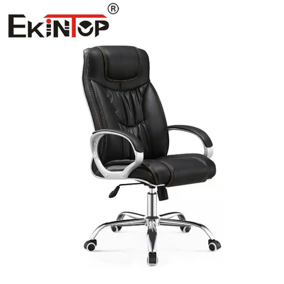 Chaise en cuir d'unité centrale de luxe commerciale pivotante ergonomique à dossier haut