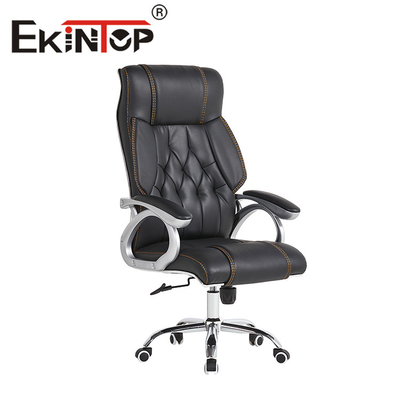 Chaise de bureau en cuir moderne chaise de luxe en cuir PU pivotant à dossier haut