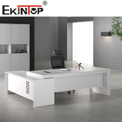 Bureau exécutif en forme de L de forces de défense principale de bureau de bureau moderne blanc de meubles