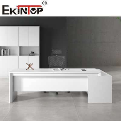 Bureau exécutif en forme de L de forces de défense principale de bureau de bureau moderne blanc de meubles