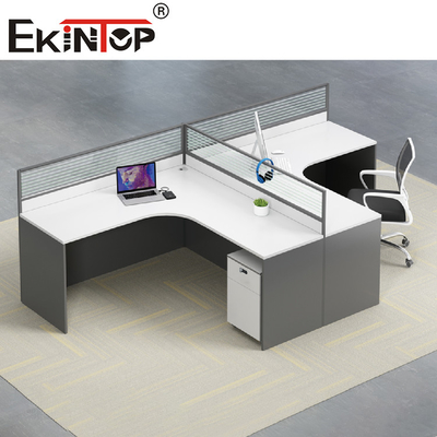 Contemporain en forme de L gris blanc de bureau de personnel de poste de travail de bureau