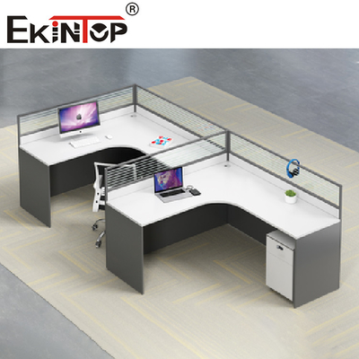 Contemporain en forme de L gris blanc de bureau de personnel de poste de travail de bureau