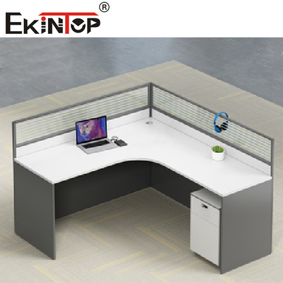Contemporain en forme de L gris blanc de bureau de personnel de poste de travail de bureau
