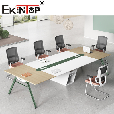 Table de conférence en acier en bois faite sur commande tournant pour des meubles de bureau
