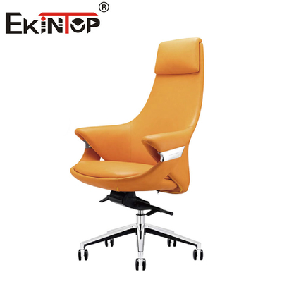 Fauteuil de salon d'intérieur en cuir jaune exécutif ergonomique