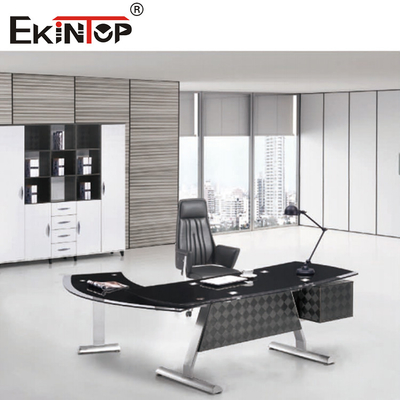 Président moderne Executive Office Furniture de bureau en verre noir blanc lisse