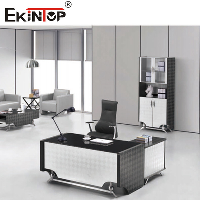 Président moderne Executive Office Furniture de bureau en verre noir blanc lisse