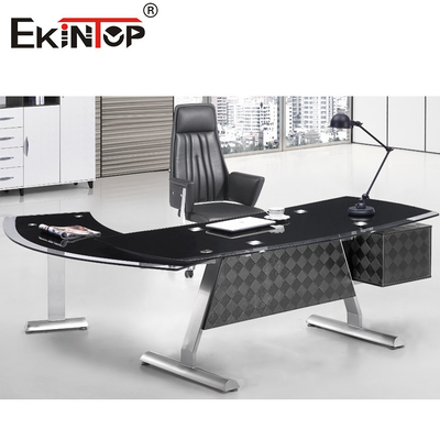 Président moderne Executive Office Furniture de bureau en verre noir blanc lisse