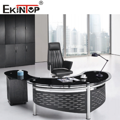 Bureau en forme de L d'ordinateur de bureau de jambes en verre exécutives modernes du bureau 4 pour le Président