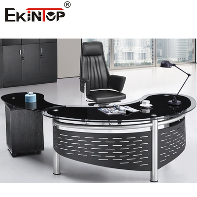 Bureau en forme de L d'ordinateur de bureau de jambes en verre exécutives modernes du bureau 4 pour le Président