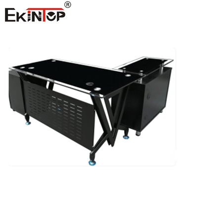 Épaisseur de bureau de 8 mm Bureau en verre moderne avec des jambes en acier pour immeuble de bureaux