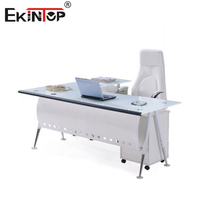 Bureau en verre bleu transparent pour l'immeuble de bureaux avec des jambes en métal