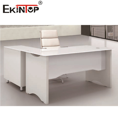 Verre trempé en forme de L blanc Bureau d'ordinateur Meubles de bureau Table de travail