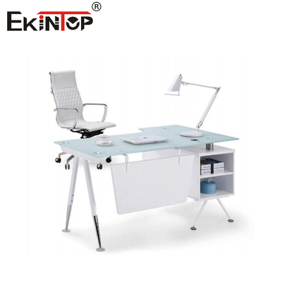 Bureau moderne en verre blanc avec tiroir Rectangle Bureau d'ordinateur Meubles de maison
