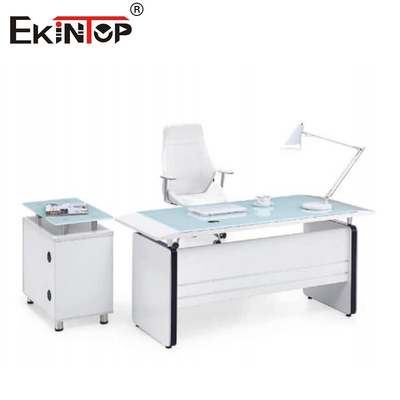 Bureau moderne en verre blanc avec tiroir Rectangle Bureau d'ordinateur Meubles de maison