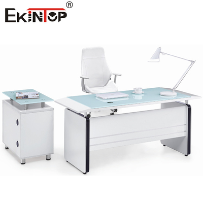 Bureau moderne en verre blanc avec tiroir Rectangle Bureau d'ordinateur Meubles de maison