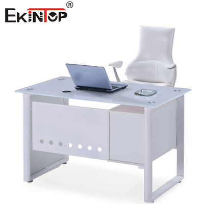Tableau de bureau en verre bleu blanc avec bureau 8 mm personnalisé
