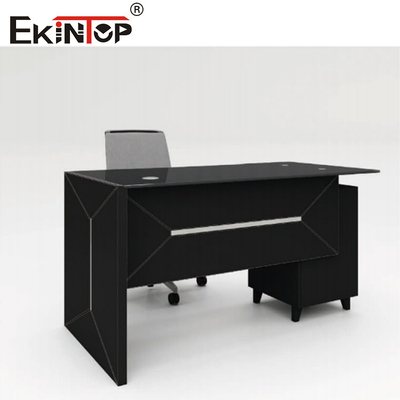 Bureau d'ordinateur en verre durable sur mesure avec tiroirs pour immeuble de bureaux