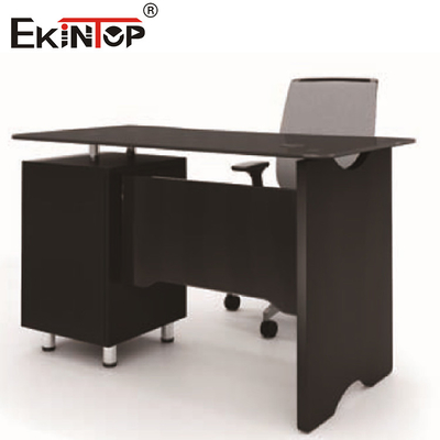 Commercial bureau en verre noir en forme de L avec tiroirs mobilier de bureau exécutif moderne