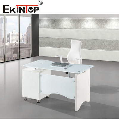 Pieds en métal en verre Bureau d'ordinateur Table en verre exécutif Standard personnalisé