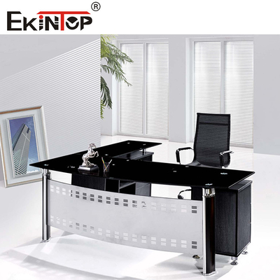 Pieds en métal avec bureau en verre bureau informatique de bureau moderne