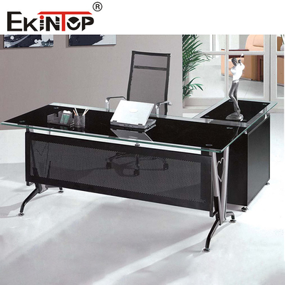 Pieds en métal avec bureau en verre bureau informatique de bureau moderne