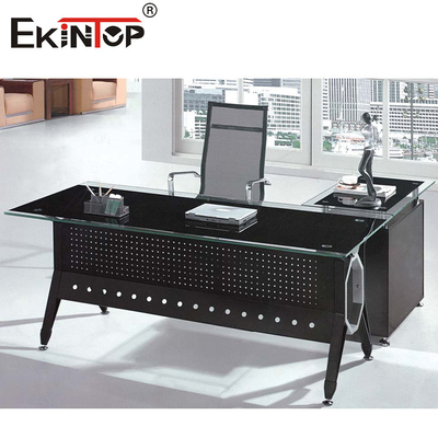 Pieds en métal avec bureau en verre bureau informatique de bureau moderne