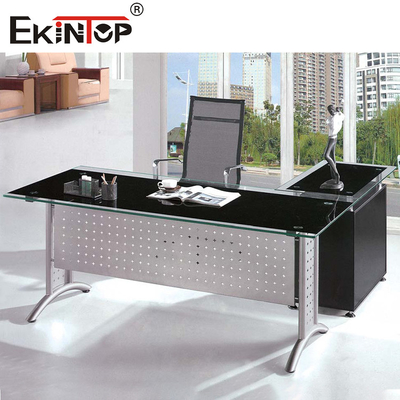 Pieds en métal avec bureau en verre bureau informatique de bureau moderne