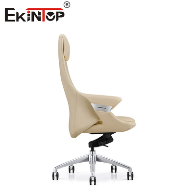 Chaise de bureau pivotante en cuir confortable avec roue silencieuse en PU