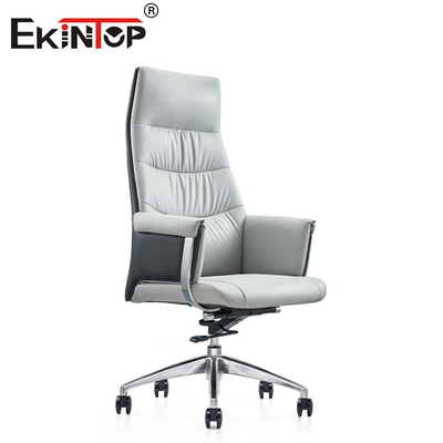Chaise de bureau ergonomique en cuir blanc moderne, élégant et confortable