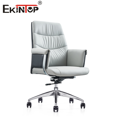 Chaise de bureau ergonomique en cuir blanc moderne, élégant et confortable