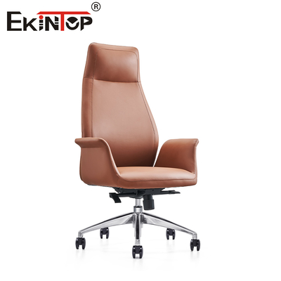 Chaise de bureau en cuir sophistiquée de luxe hauteur réglable