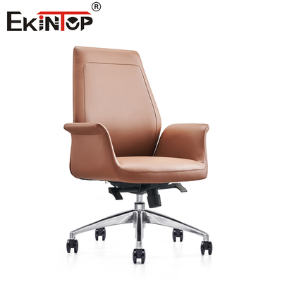 Chaise de bureau en cuir sophistiquée de luxe hauteur réglable