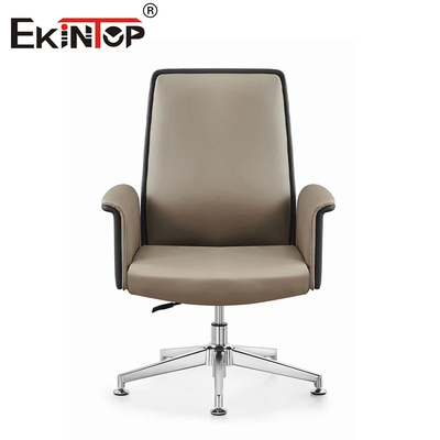 Durabilité contemporaine Chaise de bureau en cuir résistant 350 mm Base en aluminium