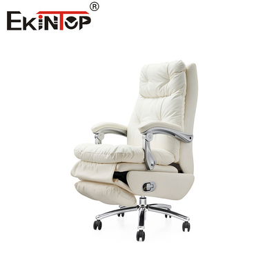 Chaise de bureau multifonctionnelle en cuir blanc moderne
