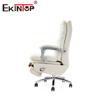 Chaise de bureau multifonctionnelle en cuir blanc moderne