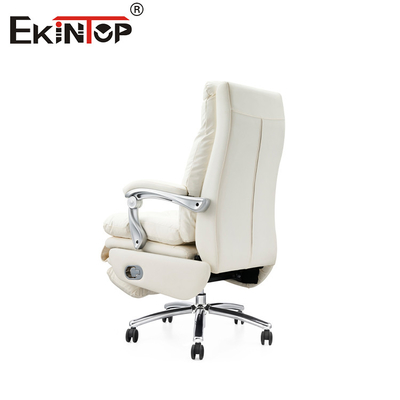 Chaise de bureau multifonctionnelle en cuir blanc moderne