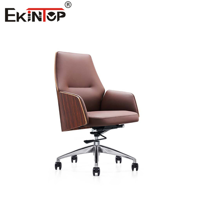 Mélange de bois et de cuir Chaise de bureau PU rembourrée pour une sophistication intemporelle