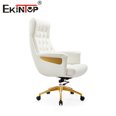 Chaise de bureau en cuir exécutif blanc mécanisme multifonctionnel