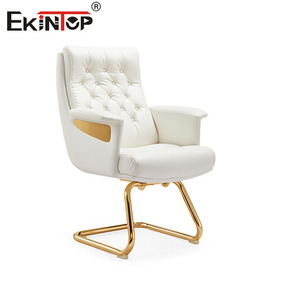 Chaise de bureau en cuir exécutif blanc mécanisme multifonctionnel
